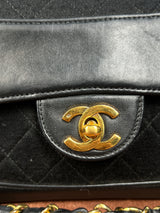 Chanel flap bag small fabric/leather with pouch