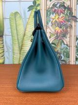 Hermès Birkin 25 vert bosphore swift leather gold hardware