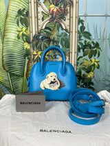 Balenciaga top ville handbag blue puppy/kitten