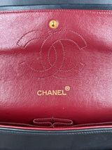 Chanel vintage double Flap Bag black with flat chain medium/large