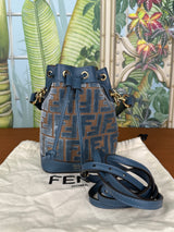 Fendi mon tresor mini bucket bag blue