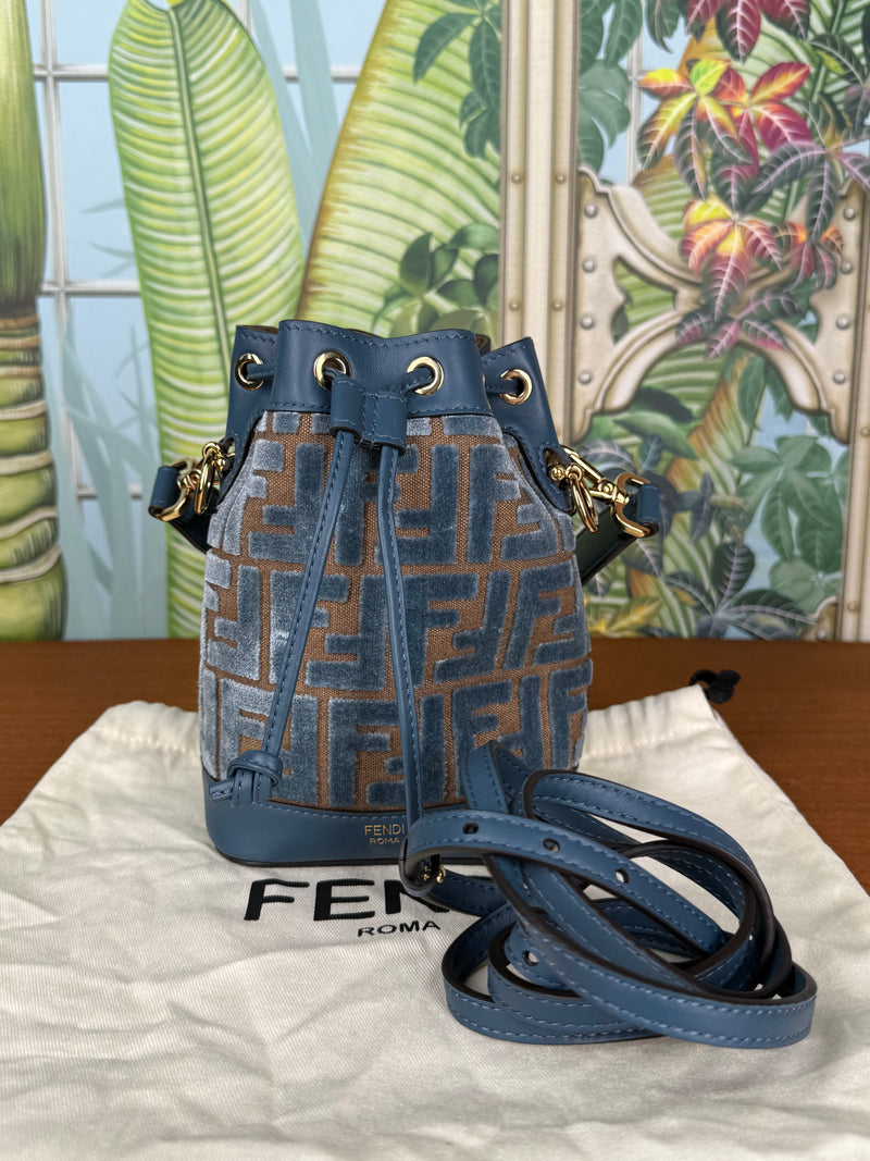 Fendi mon tresor mini bucket bag blue