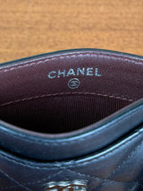 Chanel Classic Flat Card Holder, Black Lambskin with Silver Hardware