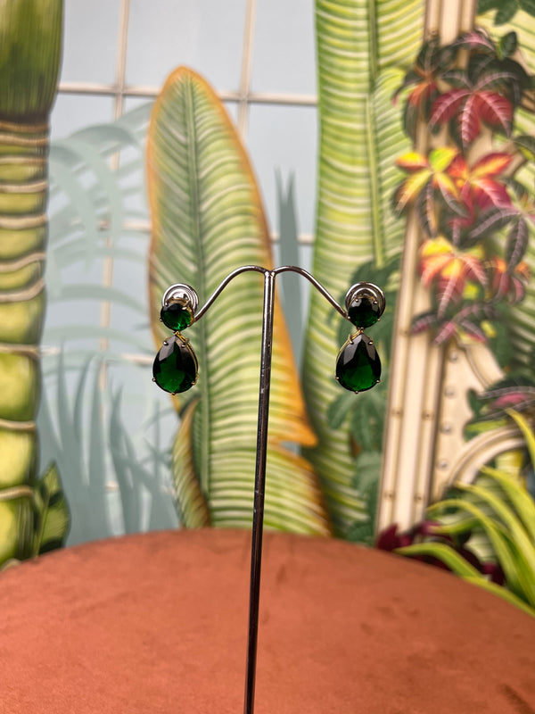 Earrings with green glass