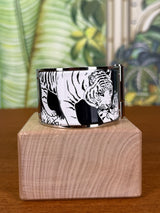 Hermés Limited Edition Hermes Extra Wide Printed Enamel Bracelets, Wild Cats