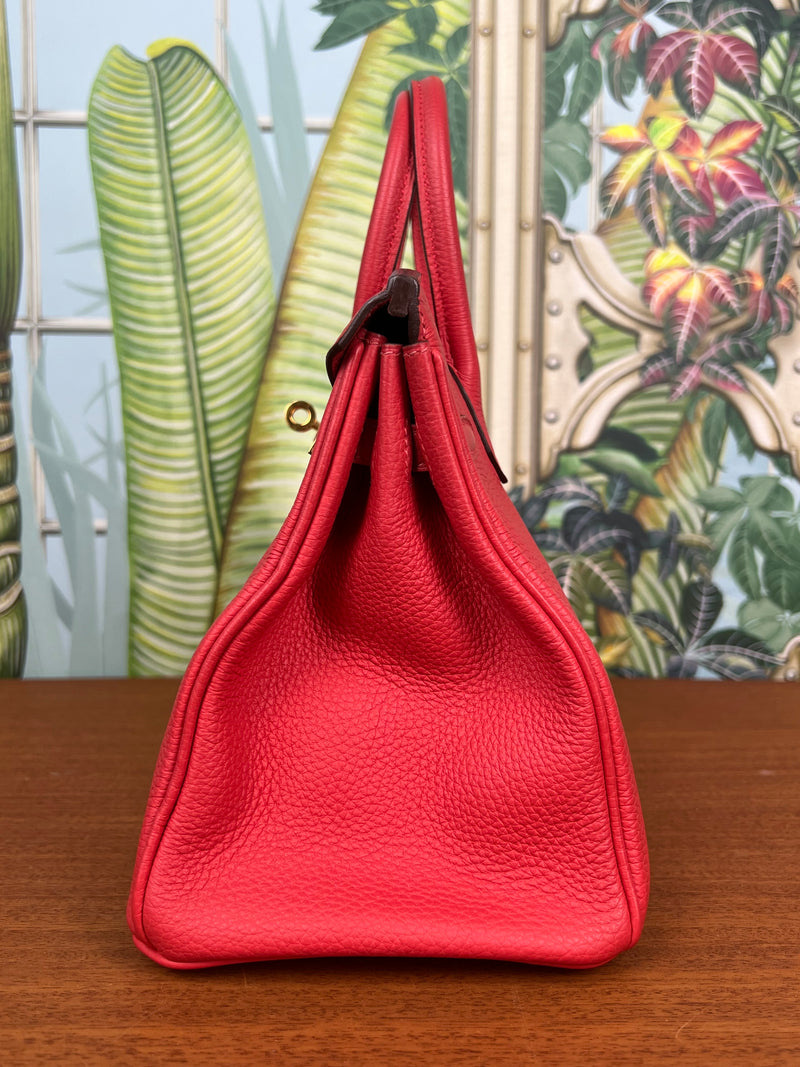 Hermès Birkin 25 retourne rouge Pivoine togo leather gold hardware