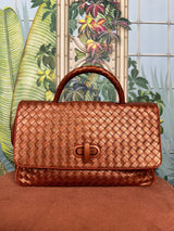 Bottega Veneta top handle bag orange bronze