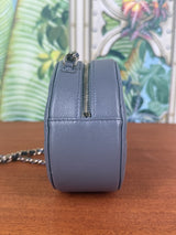 Chanel round quilted caviar leather bag grey