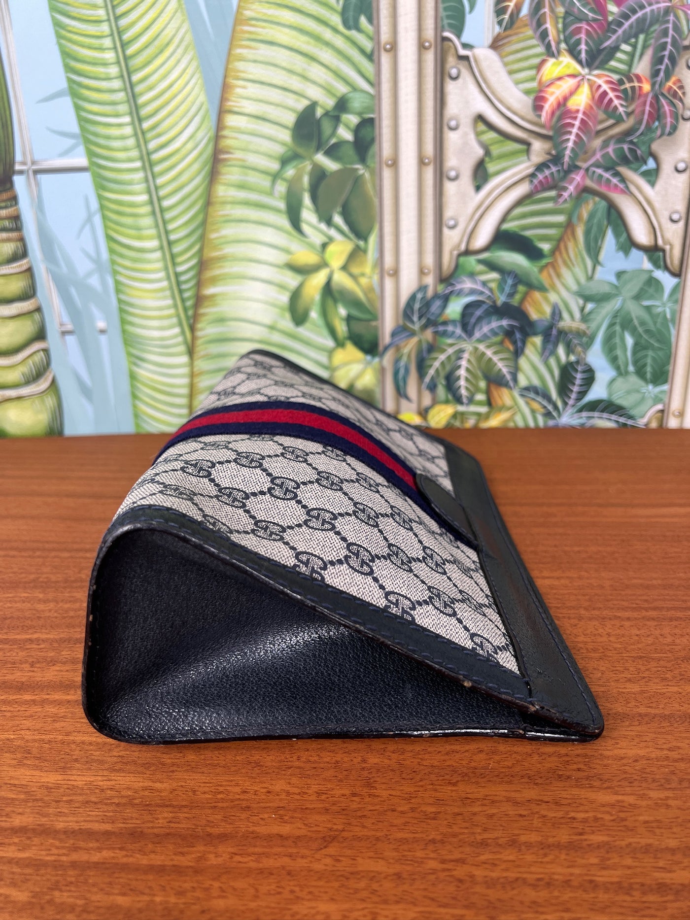 バッグ GUCCI SHERRY LINE GG PATTERN CLUTCH BAG Vintage Gucci Sherry Line Clutch Bag GG Canvas PVC Leather