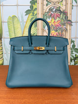 Hermès Birkin 25 vert bosphore swift leather gold hardware