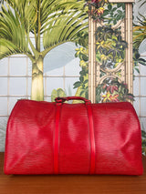 Louis Vuitton Keepall 50 red epi leather