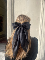 Repurposed hair clip bow silk black