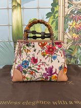 Gucci flora bamboo top handle bag