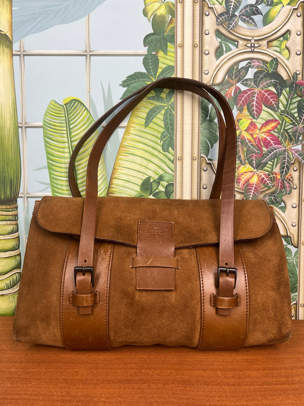 Gucci brown suede messenger shoulder bag
