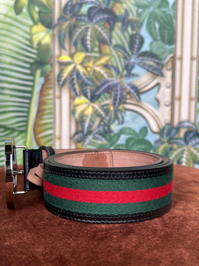 Gucci GG buckle belt green/red