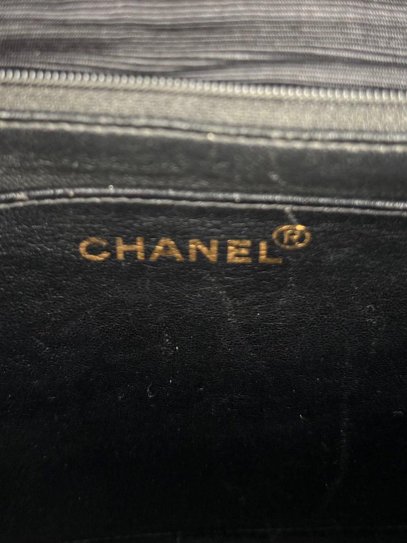 Chanel classic black square flap bag quilted caviar
