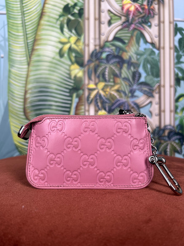 Gucci key chain wallet pink