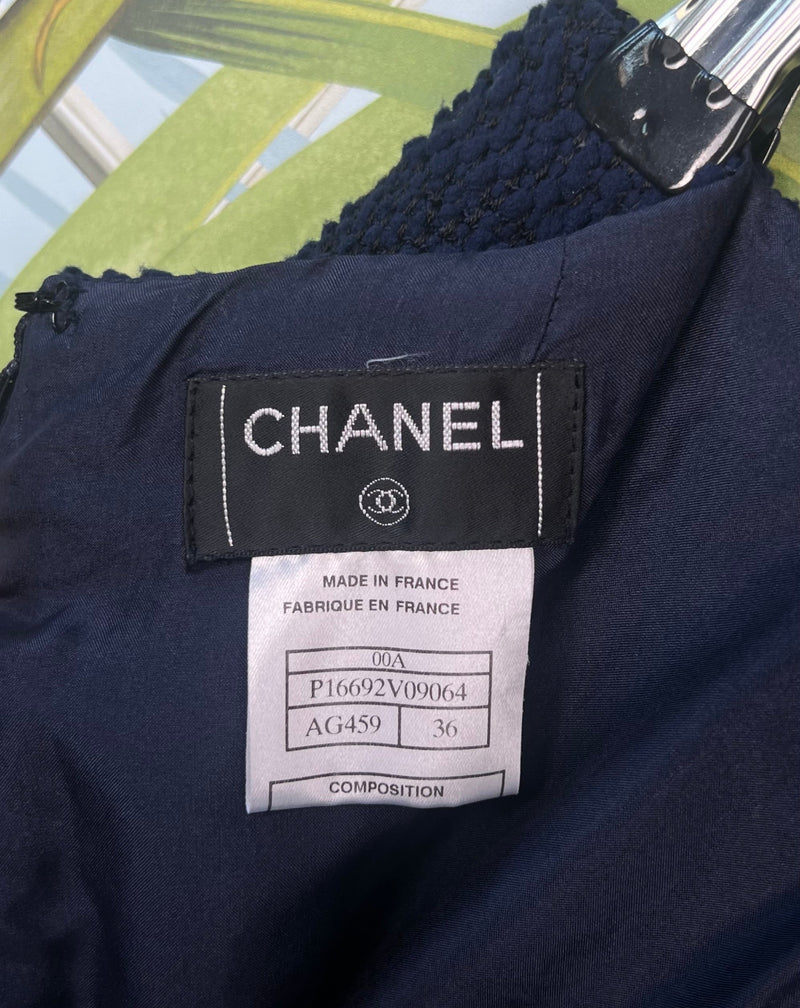 Chanel navy tweed set 2000s
