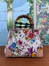Gucci flora bamboo top handle bag