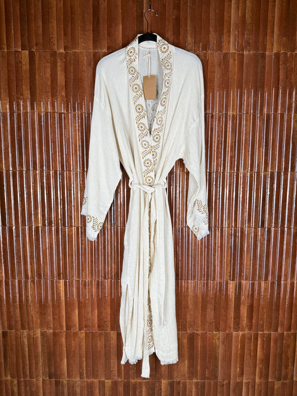 Amca linen mix kaftan Hestia brown