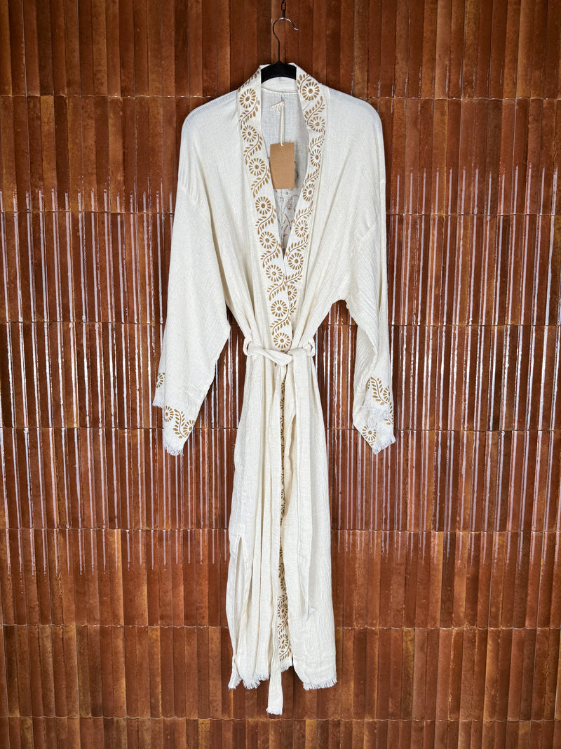 Amca linen mix kaftan Hestia brown