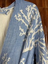 Amca cotton kaftan corallium blue