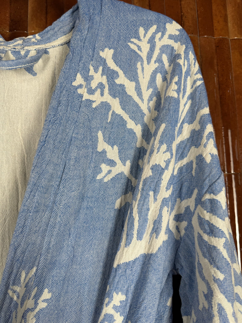 Amca cotton kaftan corallium blue