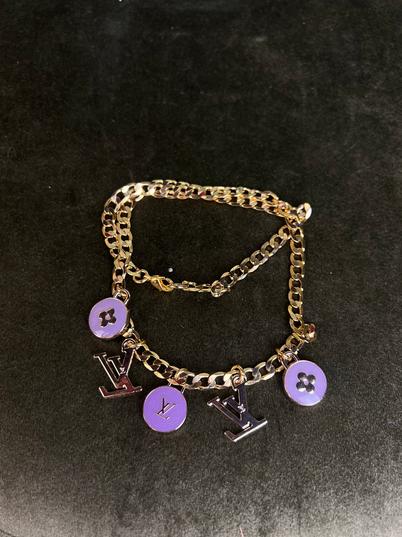 Repurposed Lv purple charm necklace