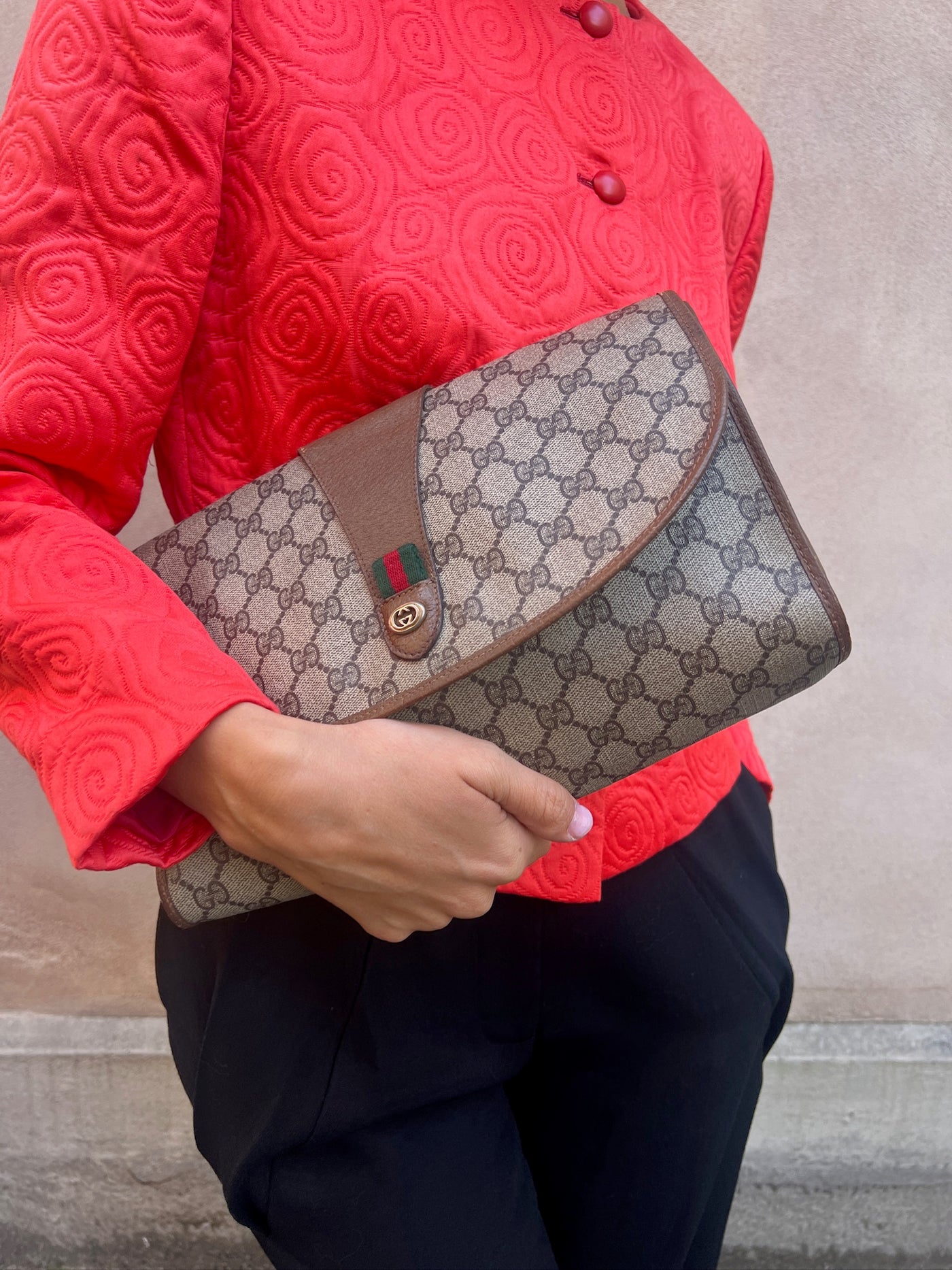 GUCCI SHERRY LINE GG PATTERN CLUTCH BAG