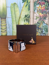 Hermés Limited Edition Hermes Extra Wide Printed Enamel Bracelets, Wild Cats