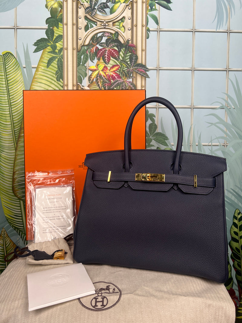 Hermés Birkin 30 blue nuit gold hardware