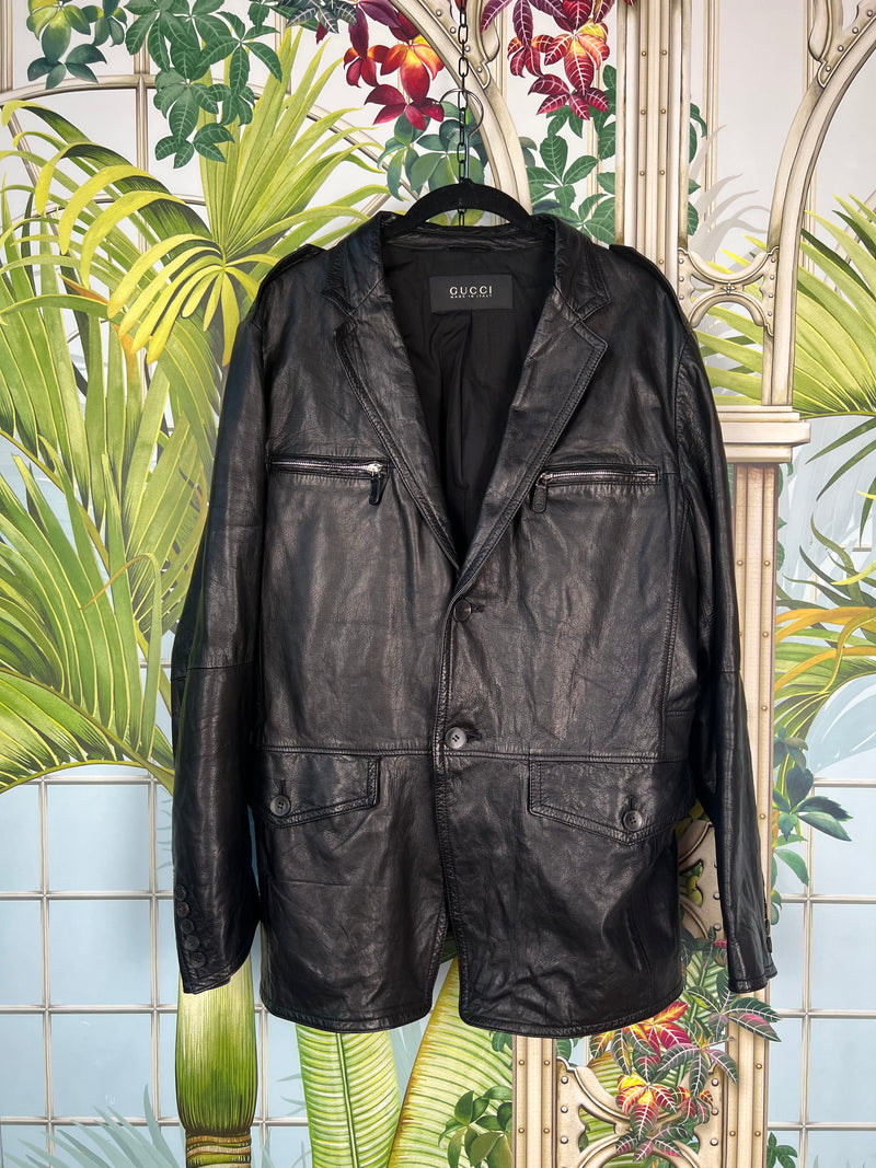 Gucci leather jacket black