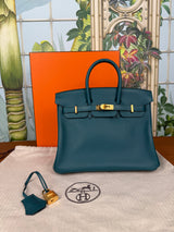 Hermès Birkin 25 vert bosphore swift leather gold hardware
