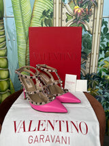 Valentino Garavani rockstud leather pumps pink/beige