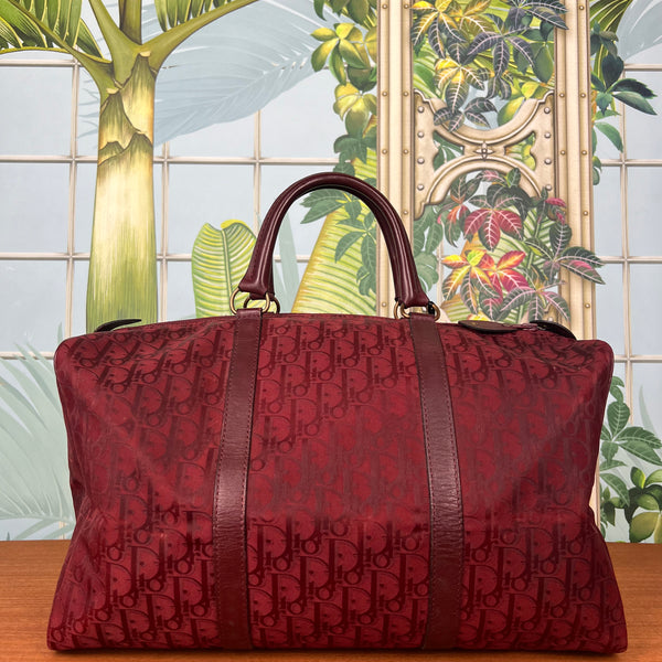 Christian Christian Dior◇ボストンバッグ/キャンバス/RED/レッド