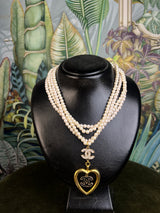 Repurposed CC pearl heart necklace