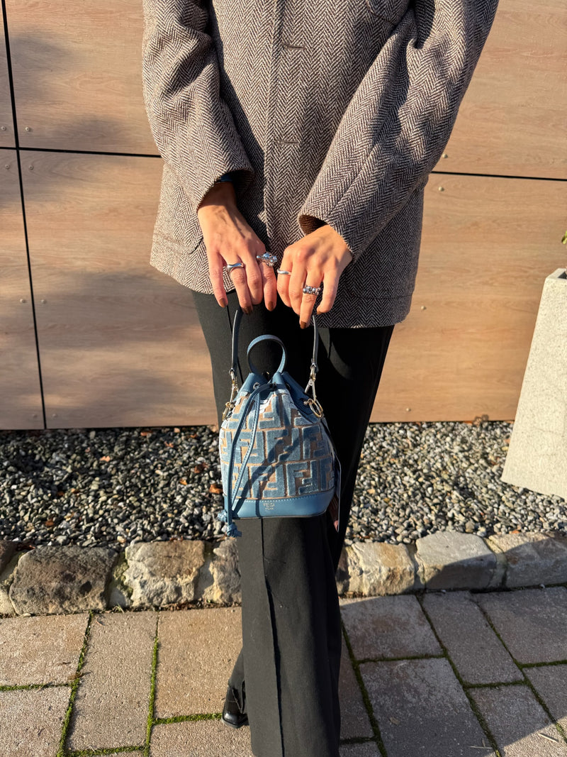 Fendi mon tresor mini bucket bag blue