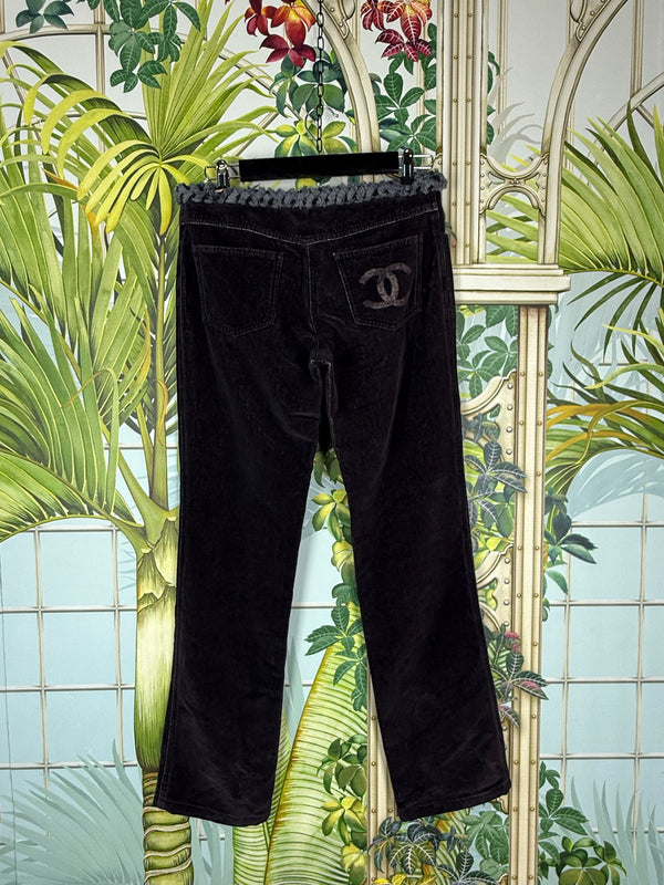Chanel vintage navy velvet pants 2002's Winter collection