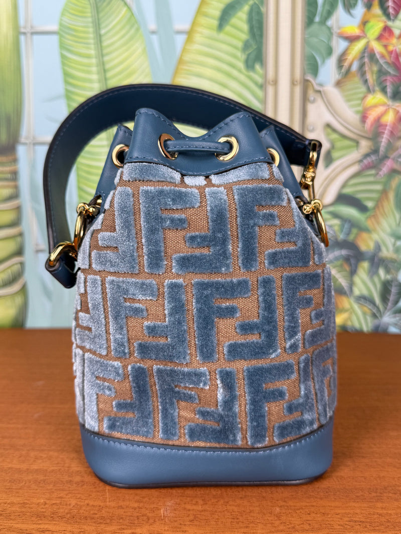 Fendi mon tresor mini bucket bag blue
