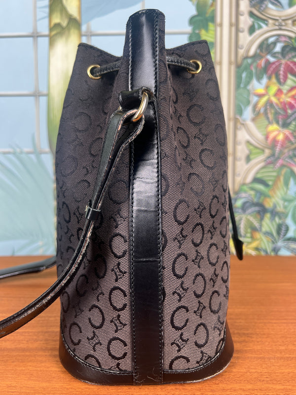 Celine vintage  triumph black bucket bag