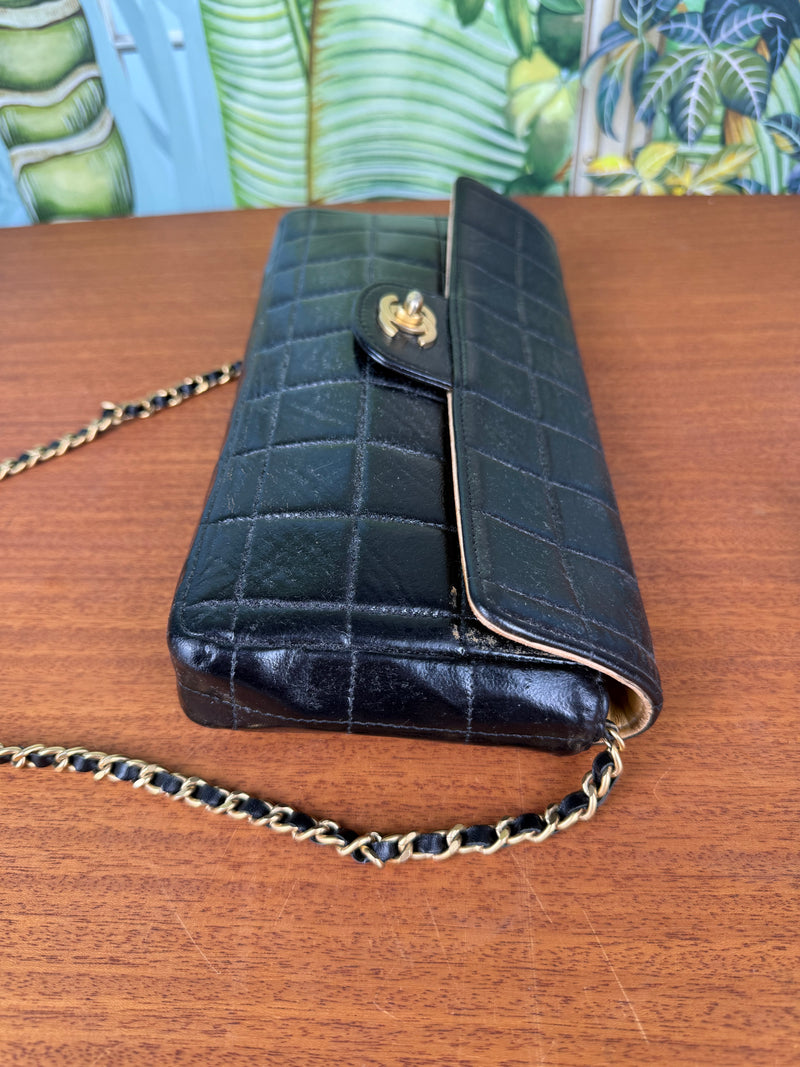 Chanel East West Chocolate bar flap bag black