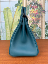 Hermès Birkin 25 vert bosphore swift leather gold hardware