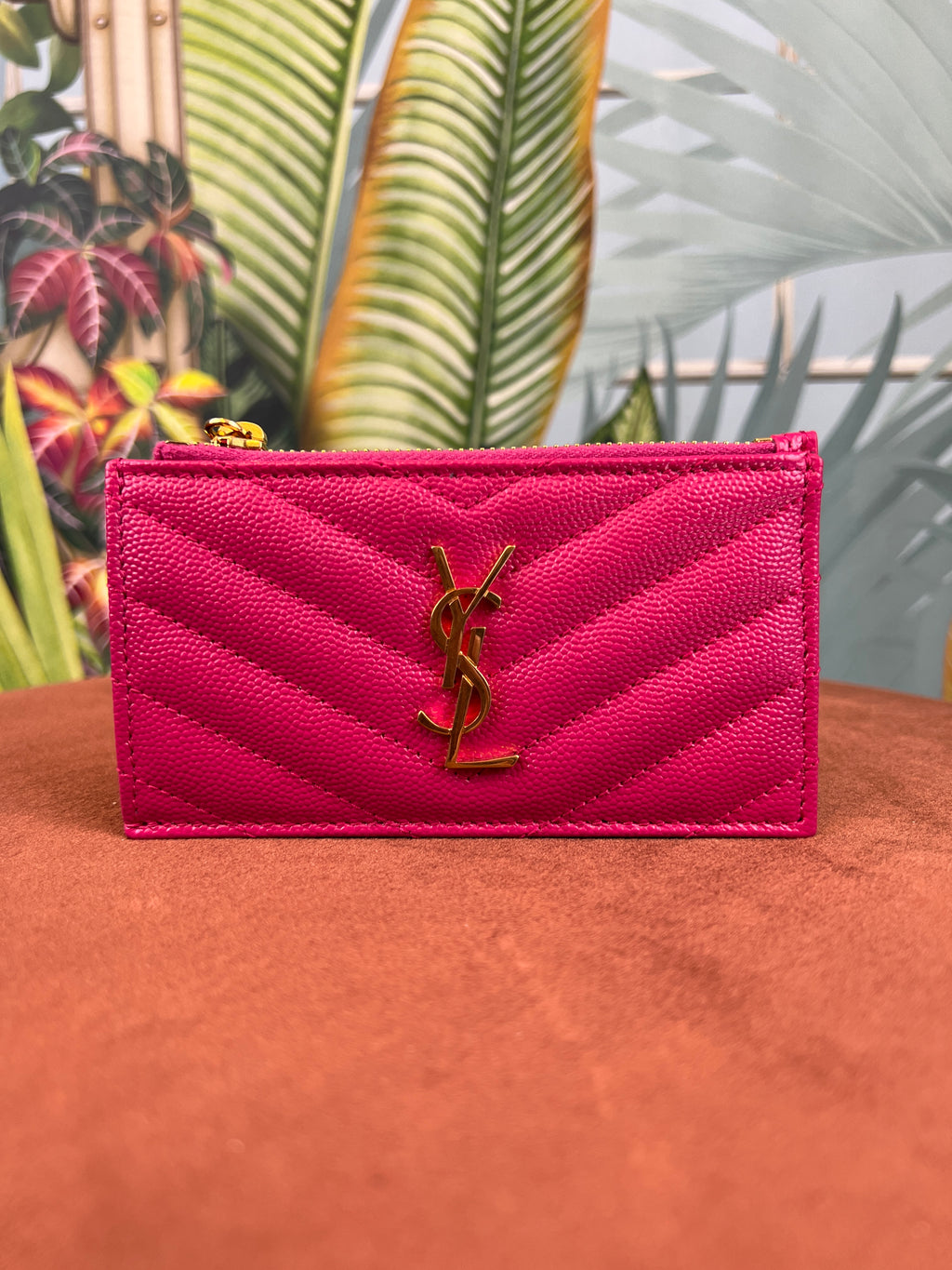 Ysl hot best sale pink card holder