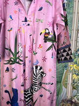 Ortigia Cotton Jungle Pink Kaftan