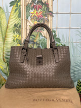 Bottega Veneta intrecciato roma bag grey