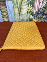 Chanel timeless yellow quilted cutch