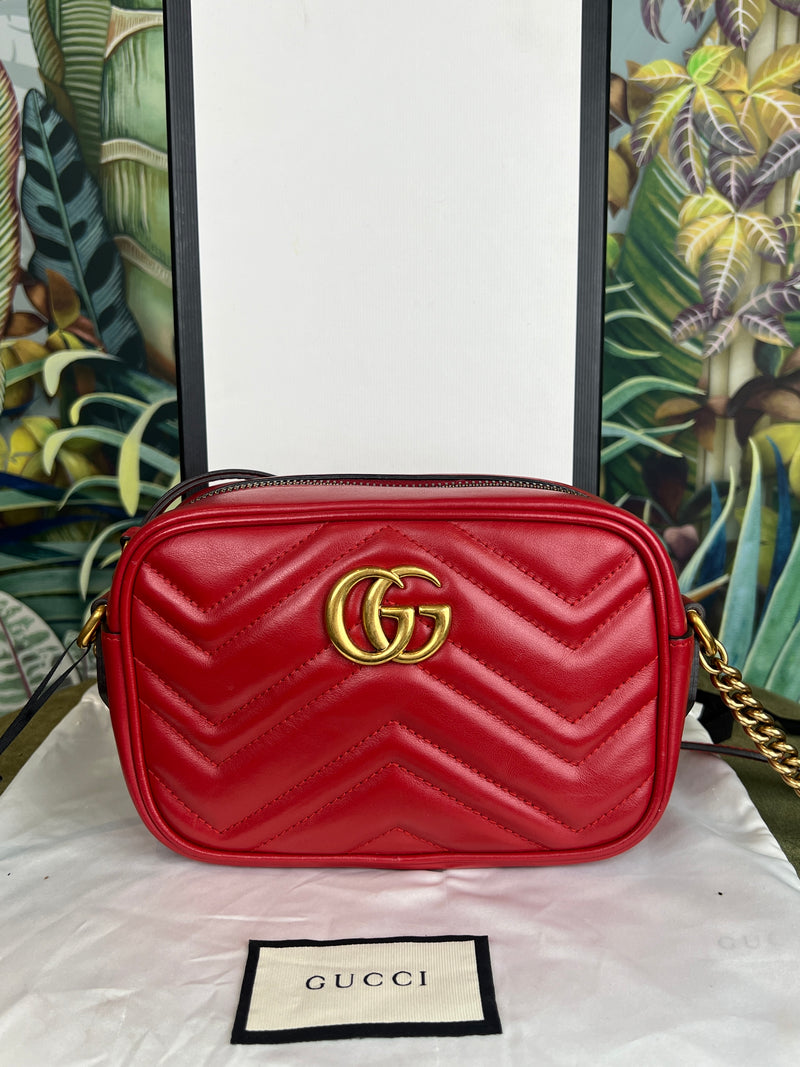 Gucci small Marmont matelasse red