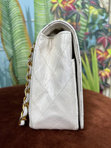 Chanel quilted Lambskin 24K gold single flap bag white