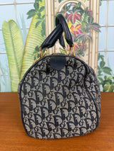 Christian Dior Navy Trotter Boston bowling bag