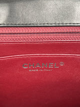 Chanel jumbo flap bag black lambskin, silver hardware